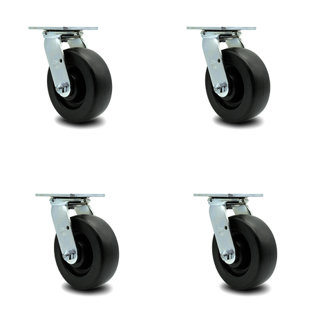 SERVICE CASTER 6 Inch Polyolefin Swivel Caster Set with Ball Bearing and Swivel Lock SCC SCC-30CS620-POB-BSL-4
